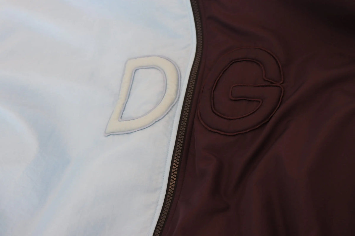 Veste homme dolce gabbana noir bleu à capuche fermeture éclair complète blanc et bordeaux avec logo dg brodé de chaque côté