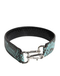 Bracelet en cuir noir et turquoise à imprimé serpent avec fermoir argenté pour bandoulière dolce & gabbana