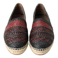 Dolce & gabbana espadrilles loafers bordeaux et noir en cuir buffle avec tressage et semelles en fibres naturelles