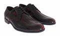 Dolce & Gabbana chaussures habillées en cuir noir et bordeaux rayé avec finition brillante pour homme