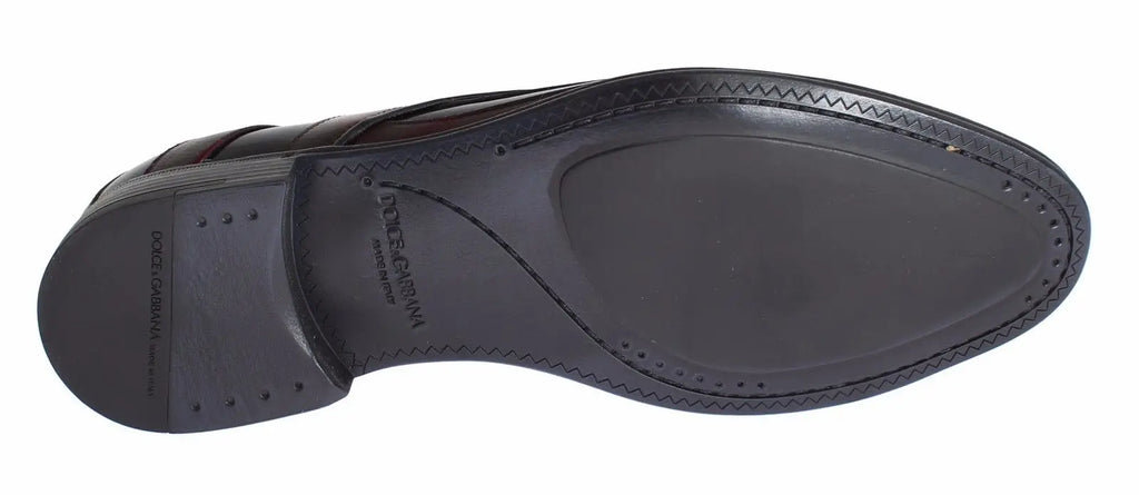 Semelle noire en cuir embossée avec coutures apparentes des chaussures formelles dolce & gabbana black bordeaux