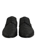 Chaussures derby homme dolce & gabbana noires en brocart avec motif floral embossé et lacets élégants