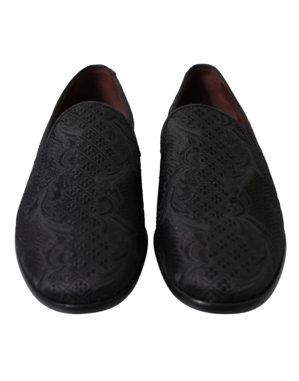 Dolce & gabbana mocassins noirs en cuir embossé à motif floral brocart pour homme pour tenue élégante