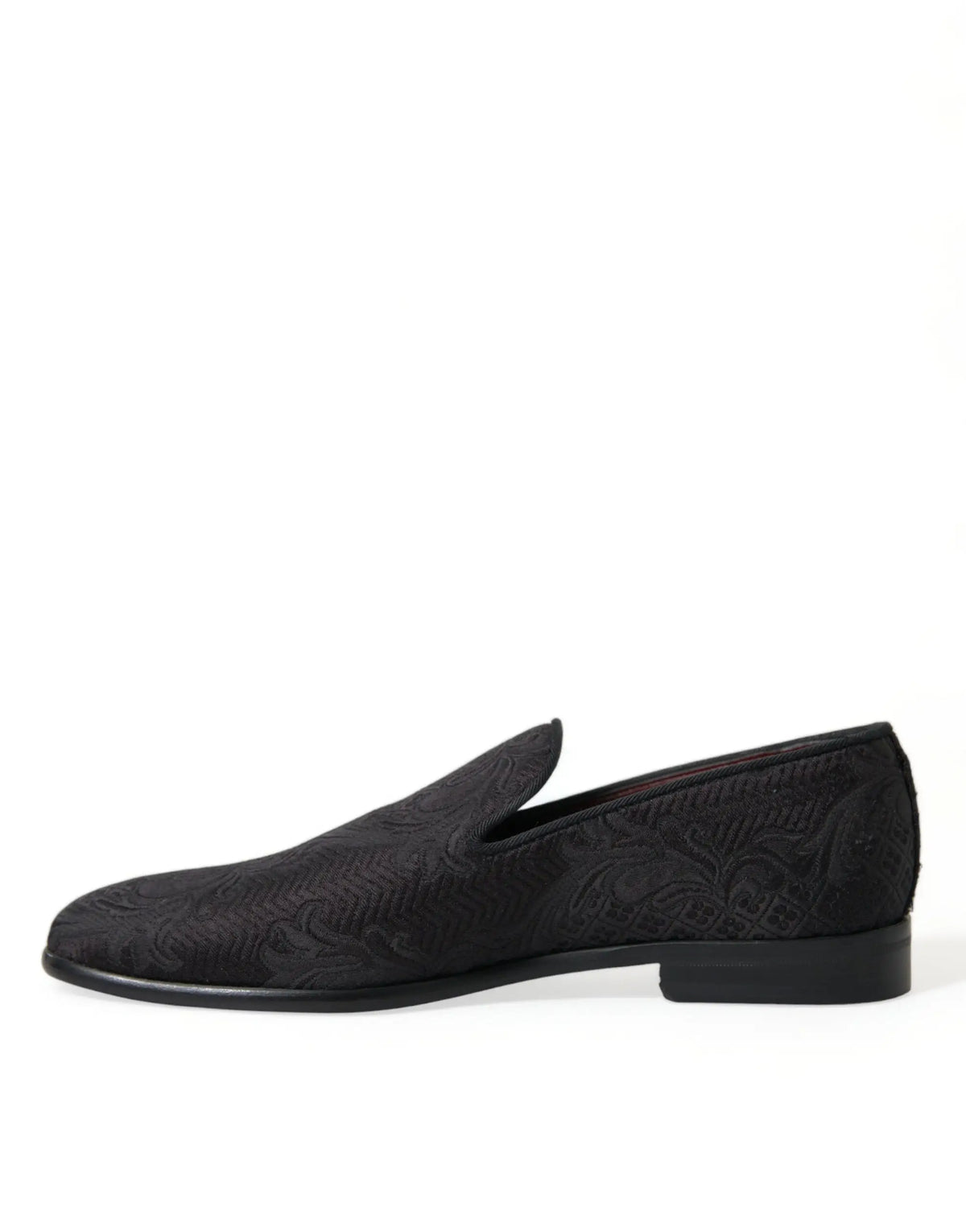 Dolce & gabbana black velvet slip-on loafer with subtle embroidered floral pattern for dress use