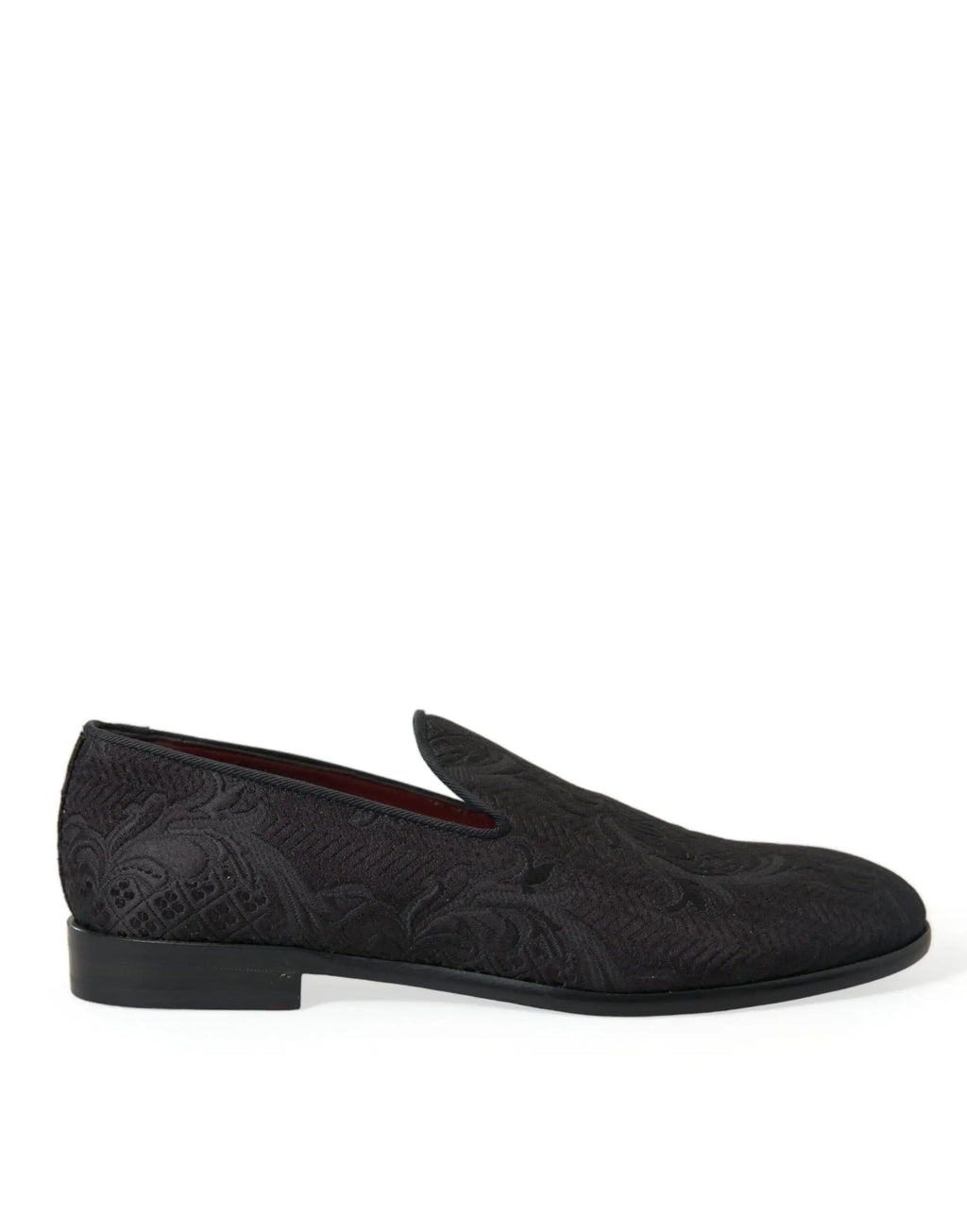 Dolce & gabbana loafer homme en daim noir avec motif floral embossé et talon bas idéal pour tenue habillée