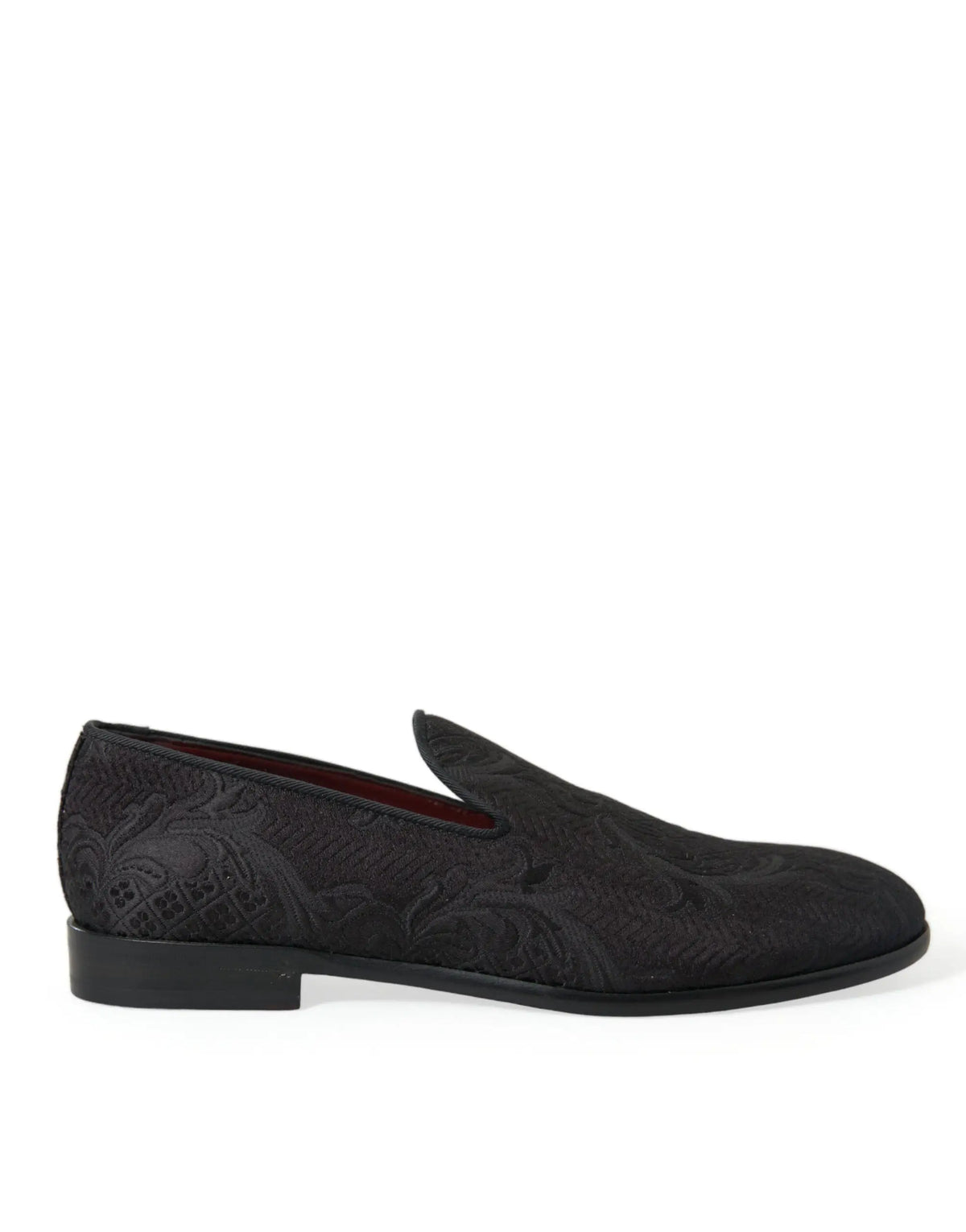 Dolce & gabbana loafer homme en daim noir avec motif floral embossé et talon bas idéal pour tenue habillée