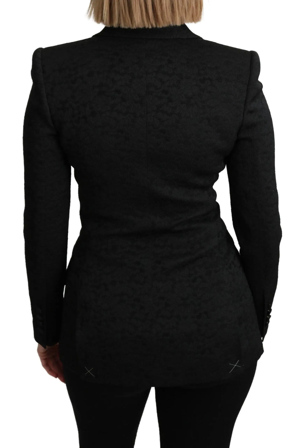 Dolce & gabbana blazer noir texturé en brocart à motif subtil avec épaules structurées, coupe simple boutonnage