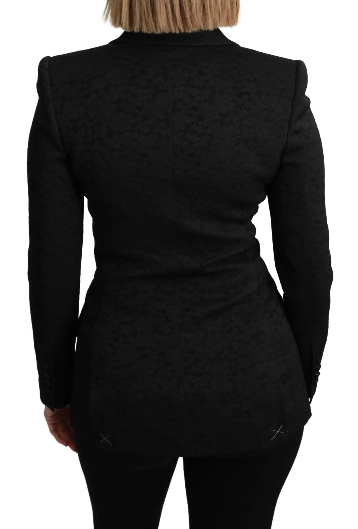 Dolce & gabbana blazer noir texturé en brocart à motif subtil avec épaules structurées, coupe simple boutonnage