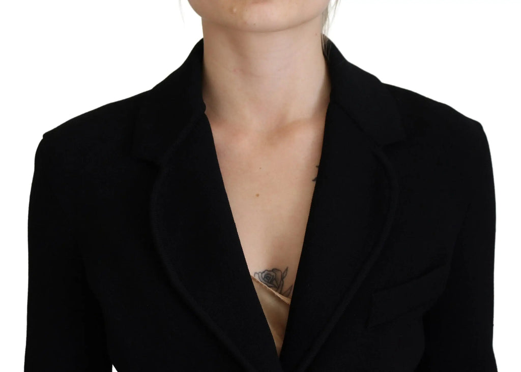 Dolce & Gabbana blazer cardigan noir en viscose avec revers crantés et décolleté profond