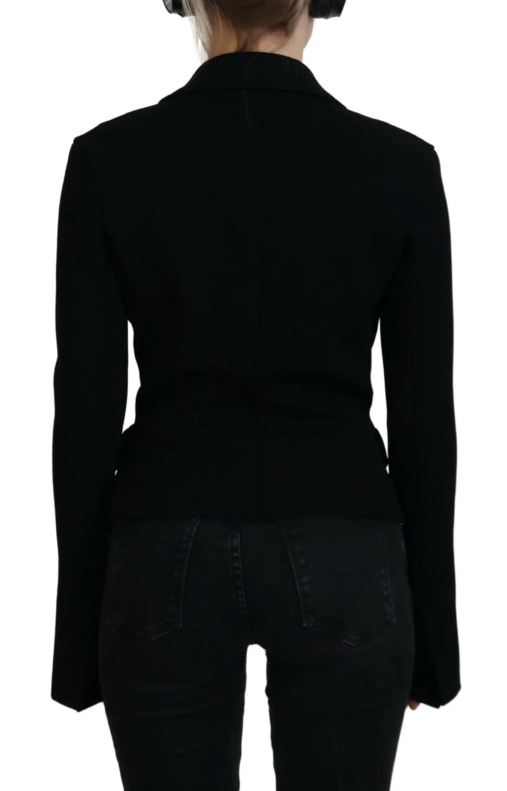 Blazer noir moulant à manches longues dolce & gabbana en viscose avec col structuré et coutures discrètes