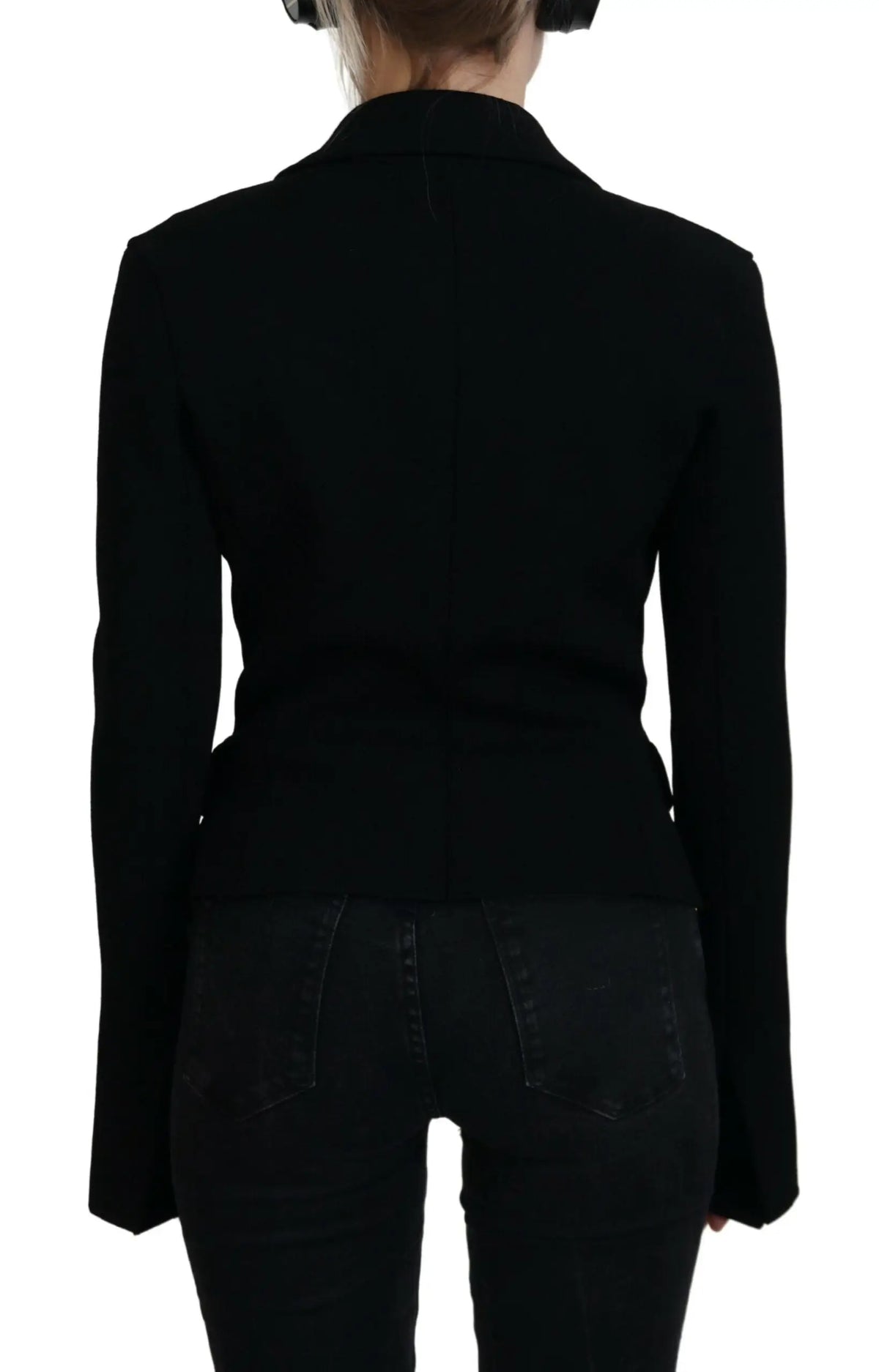 Blazer noir moulant à manches longues dolce & gabbana en viscose avec col structuré et coutures discrètes