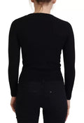 Cardigan slim dolce & gabbana noir en laine avec boutons et col rond pour un look ajusté et élégant