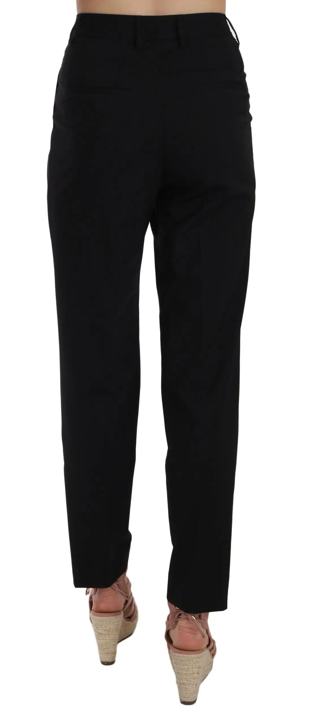 Pantalon noir taper effet plissé dolce & gabbana en coupe droite avec poches latérales discrètes