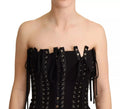 Corset noir à lacets avec œillets argentés et liens ajustables dans la robe bodycon sans manches dolce & gabbana cady
