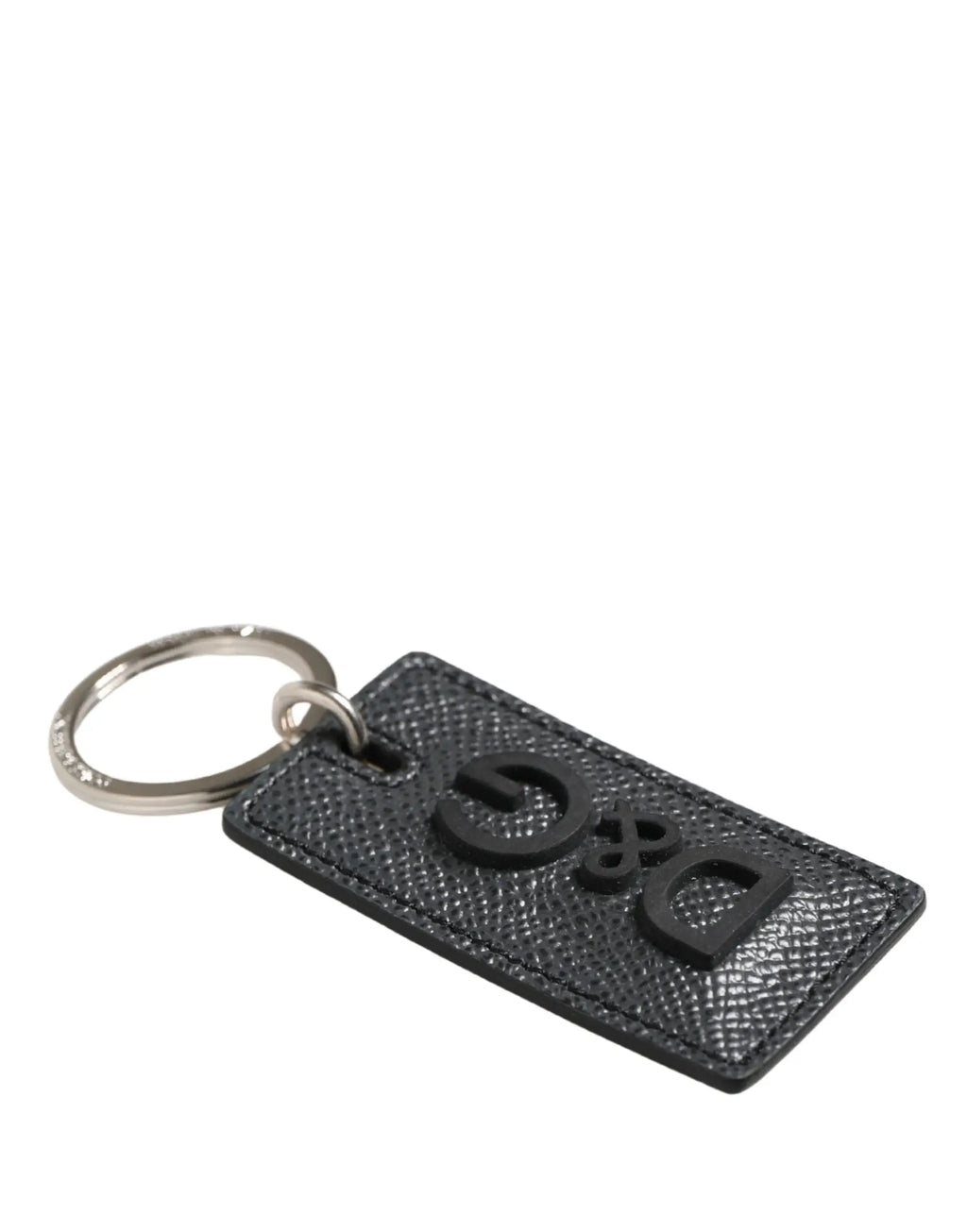 Dolce & gabbana porte-clés en cuir de veau noir avec logo d&g embossé et anneau métallique