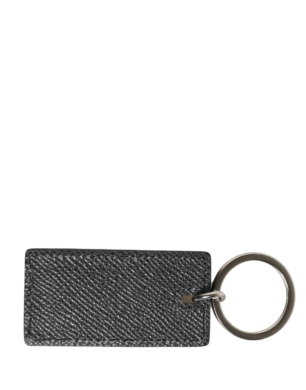 Porte-clés dolce & gabbana en cuir de veau noir texturé avec anneau métallique argenté d logo