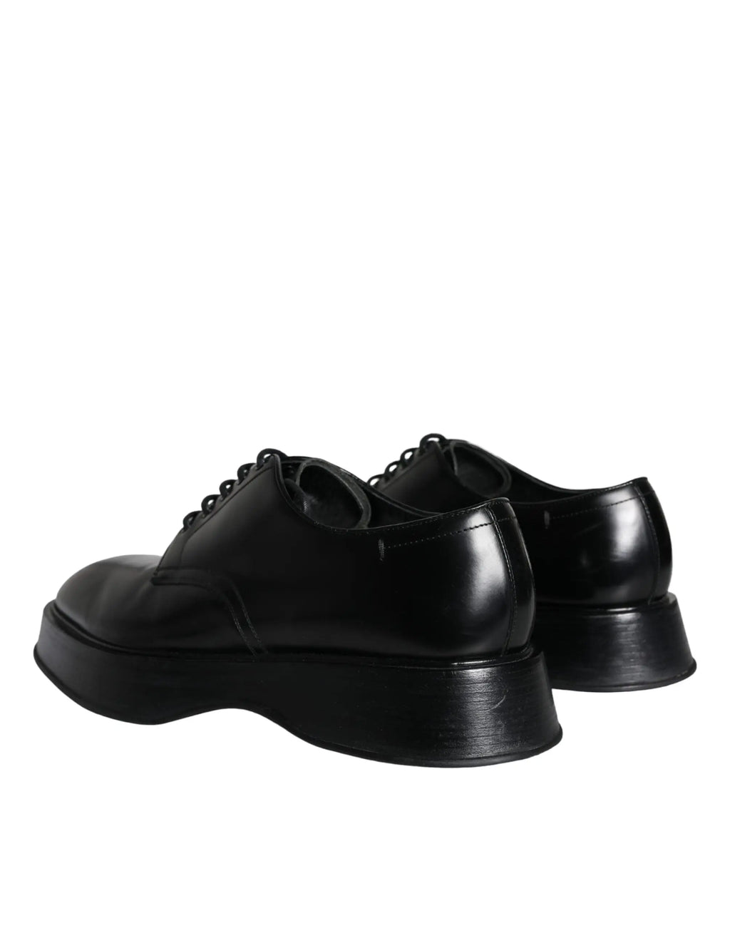 Derby noir en cuir veau verni avec semelle épaisse et chunky de dolce & gabbana pour tenue formelle