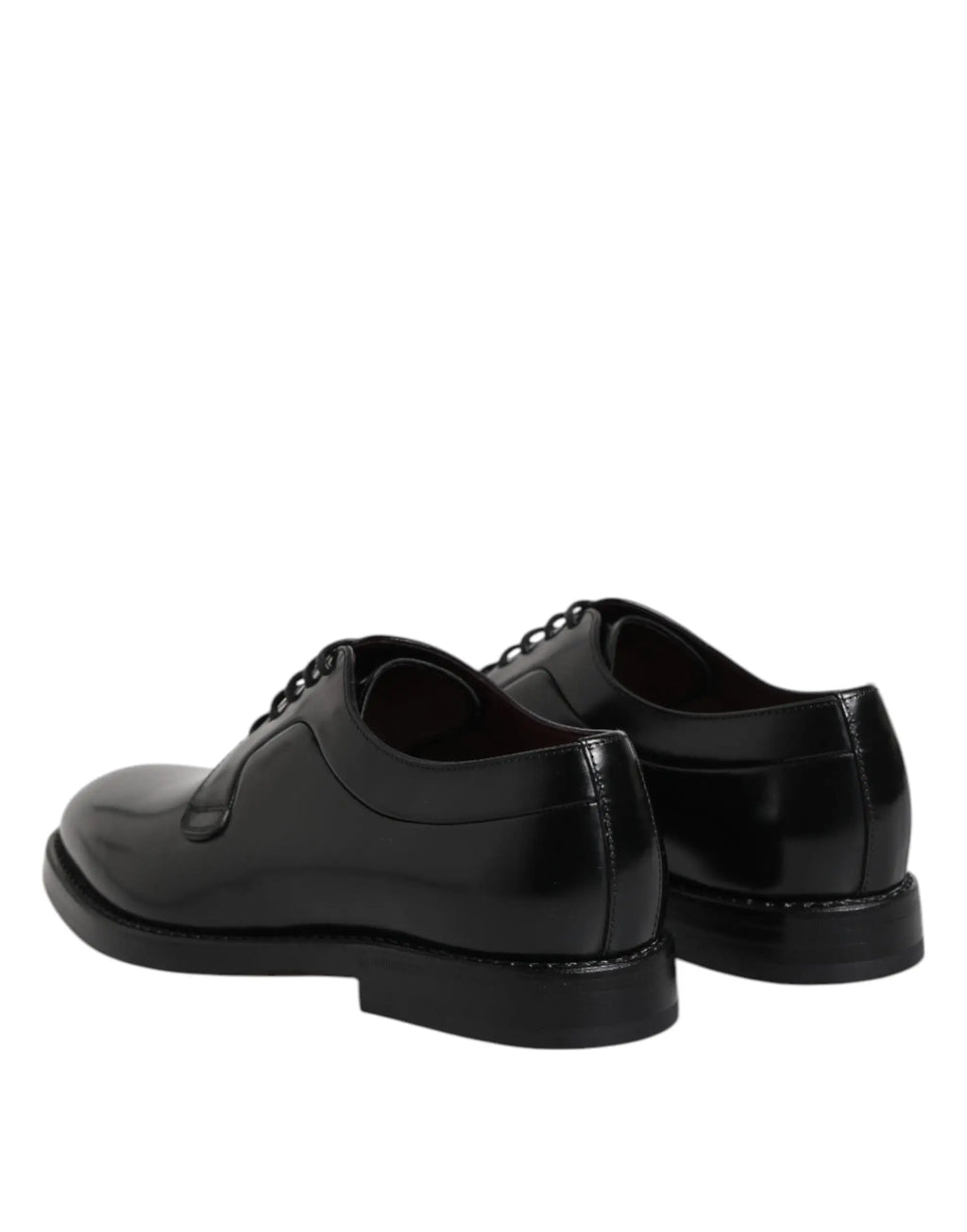 Dolce & gabbana derby noir en cuir de veau avec finition vernie et lacets classiques pour homme