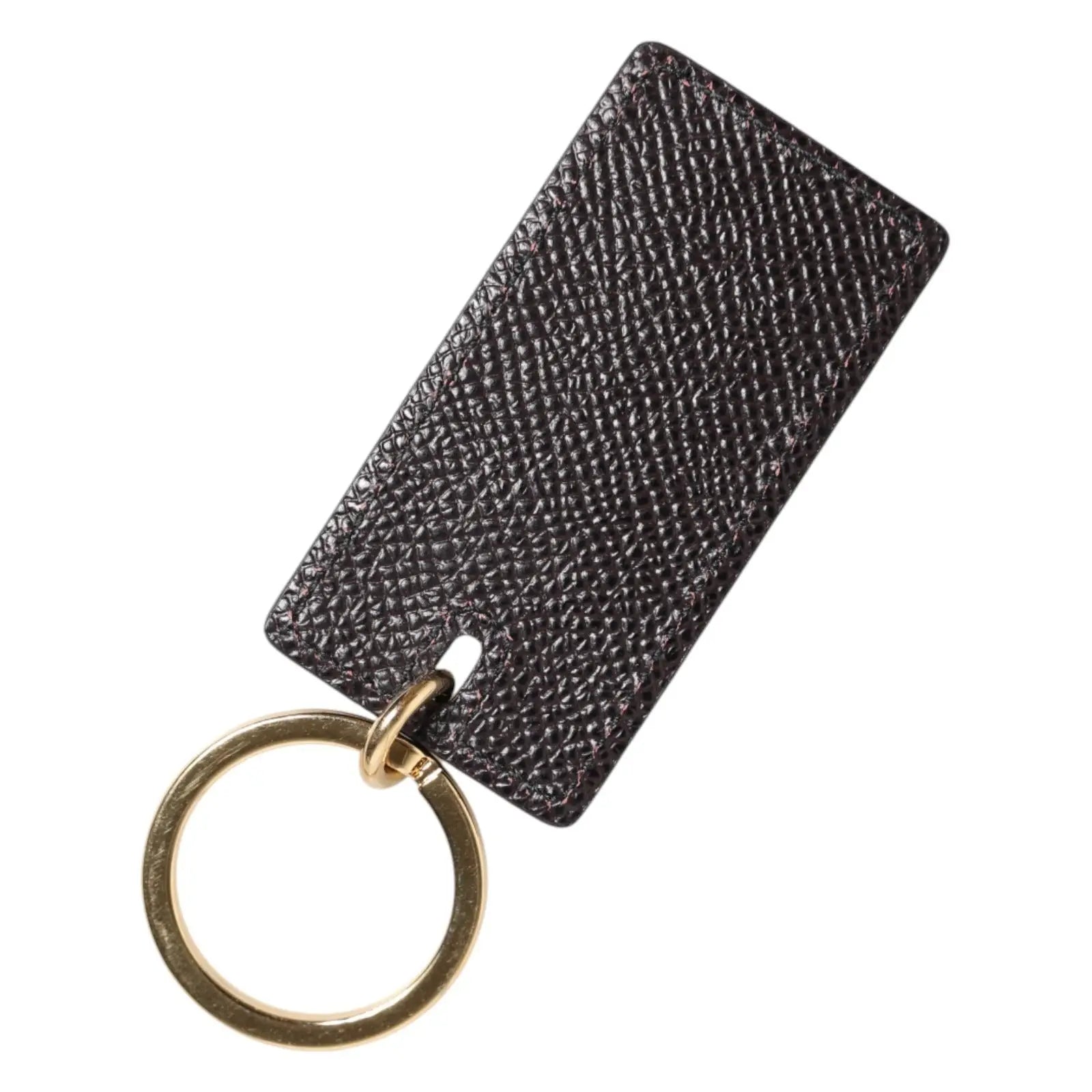 Dolce & gabbana porte-clés homme en cuir noir texturé avec anneau métallique doré