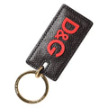 Dolce gabbana porte-clés homme en cuir de veau noir avec logo d&g rouge bold et anneau métallique doré