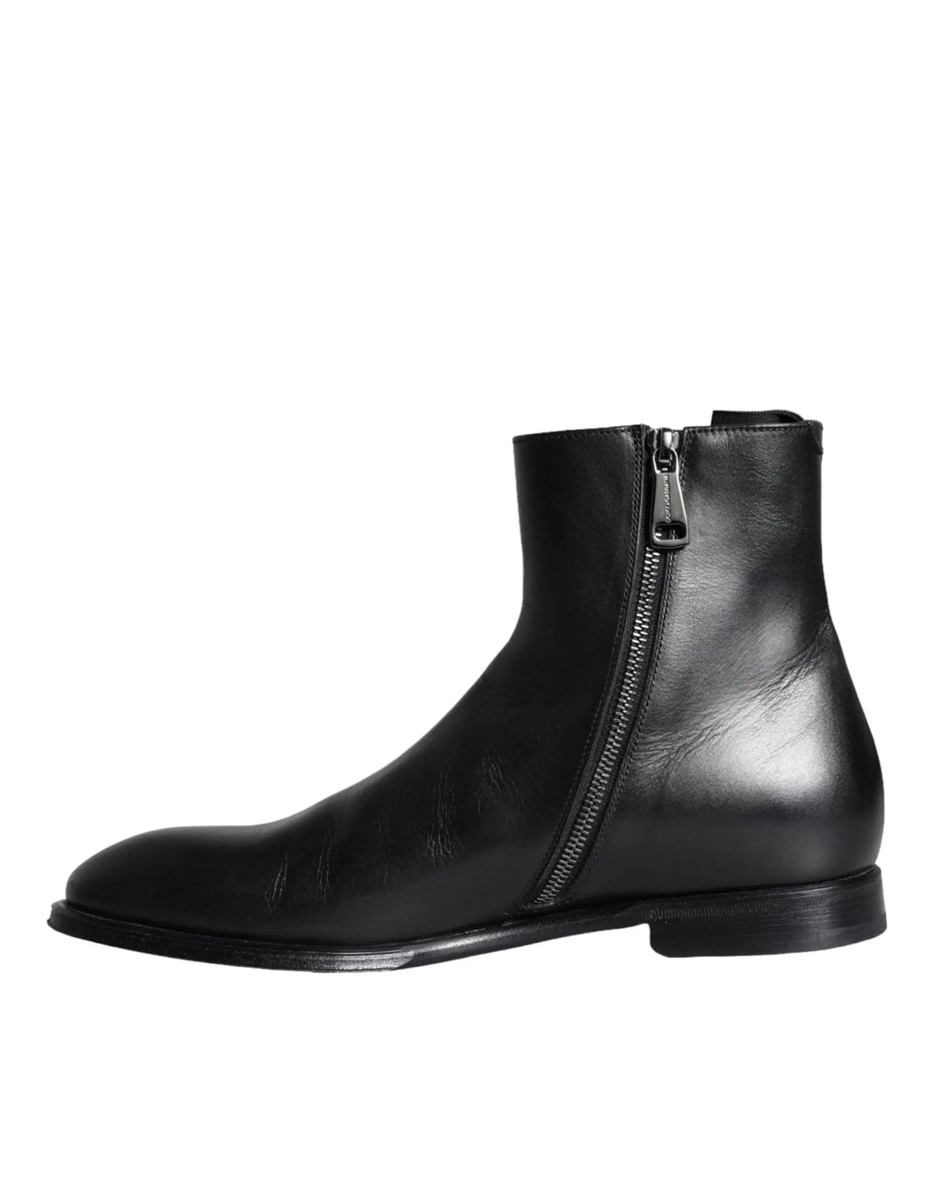 Bottine homme dolce & gabbana en cuir de veau noir avec design minimaliste et fermeture éclair intérieure visible