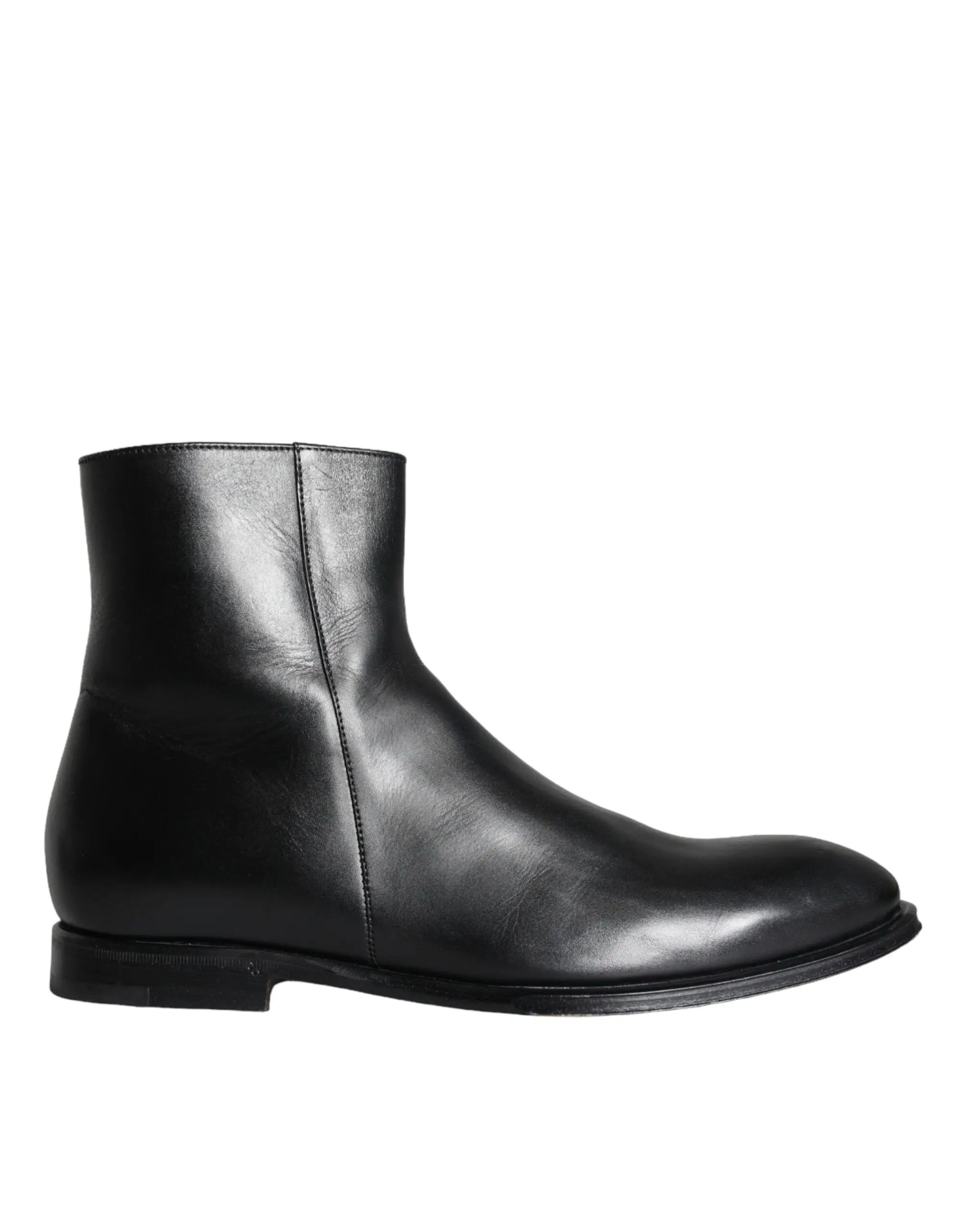 Dolce & gabbana bottes homme en cuir de veau noir avec design minimaliste et couture discrète sur le côté