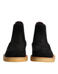 Dolce & gabbana bottines noires en velours de veau avec semelle en caoutchouc marron clair