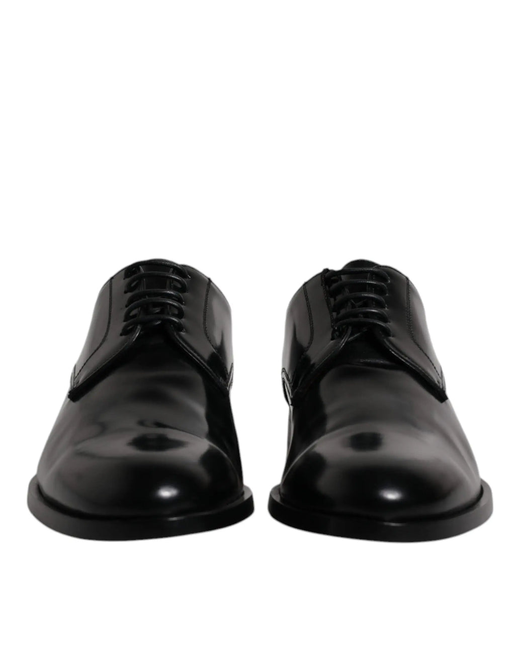 Dolce & gabbana derby en cuir de veau noir verni avec fermeture à lacets pour tenue formelle