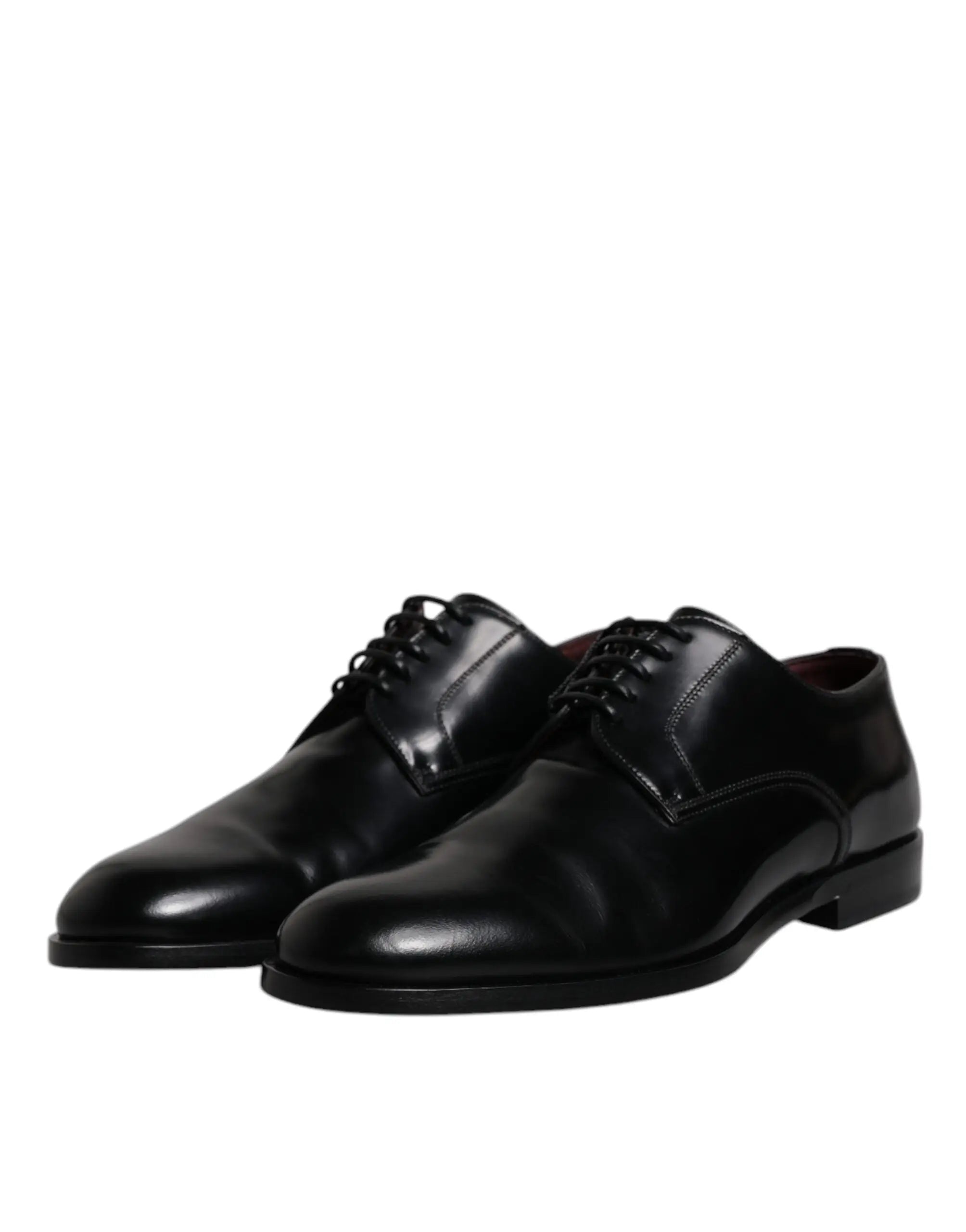 Dolce & gabbana chaussures derby en cuir de veau noir à lacets finition brillante pour tenue formelle