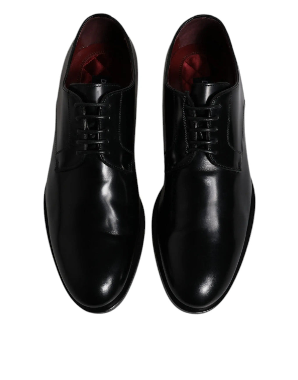 Chaussures derby noires pour homme en cuir de veau poli avec lacets sombres dolce gabbana