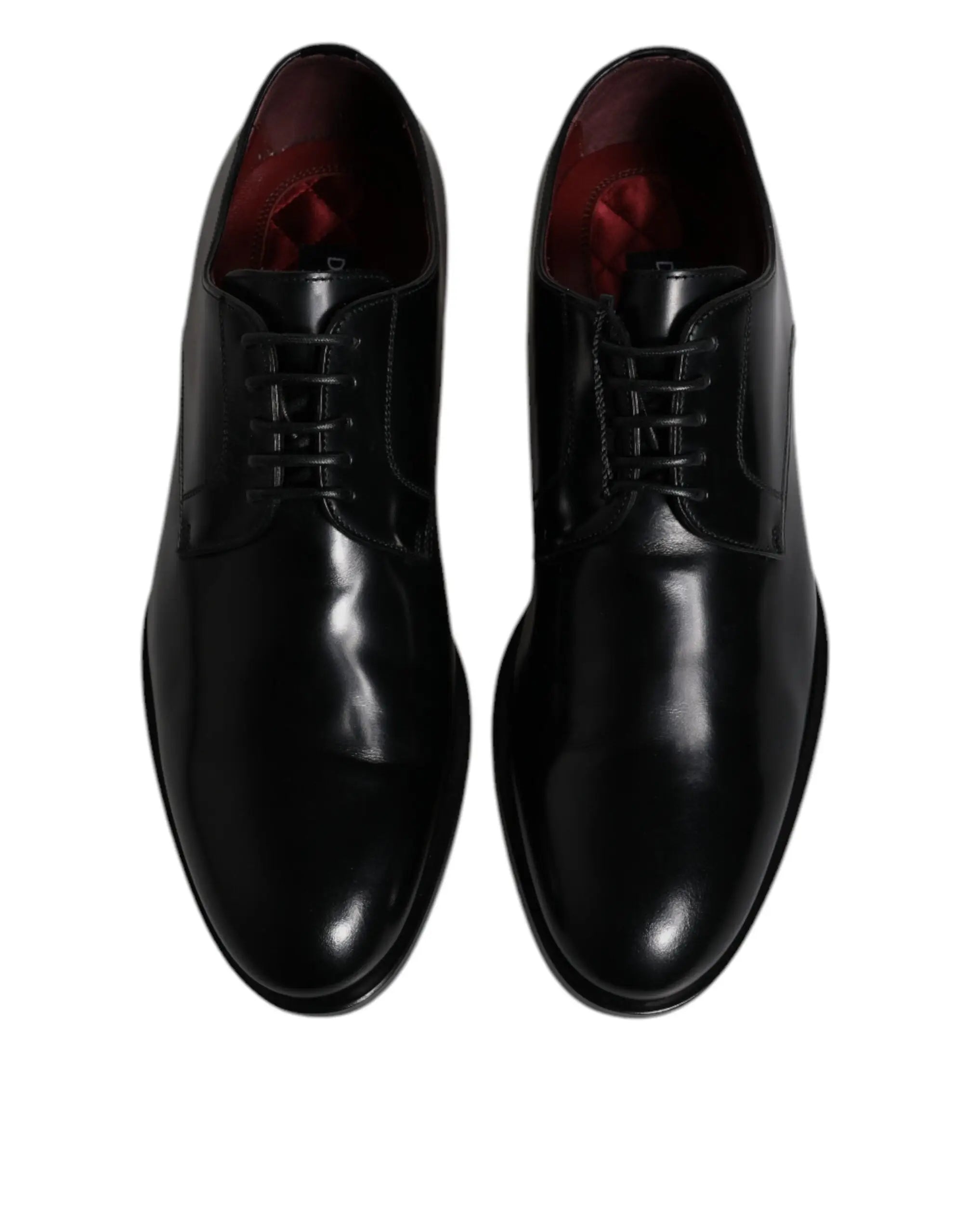 Chaussures derby noires pour homme en cuir de veau poli avec lacets sombres dolce gabbana