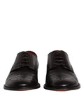Dolce & gabbana chaussures derby homme en cuir de veau noir avec perforations et lacets foncés en cuir noir