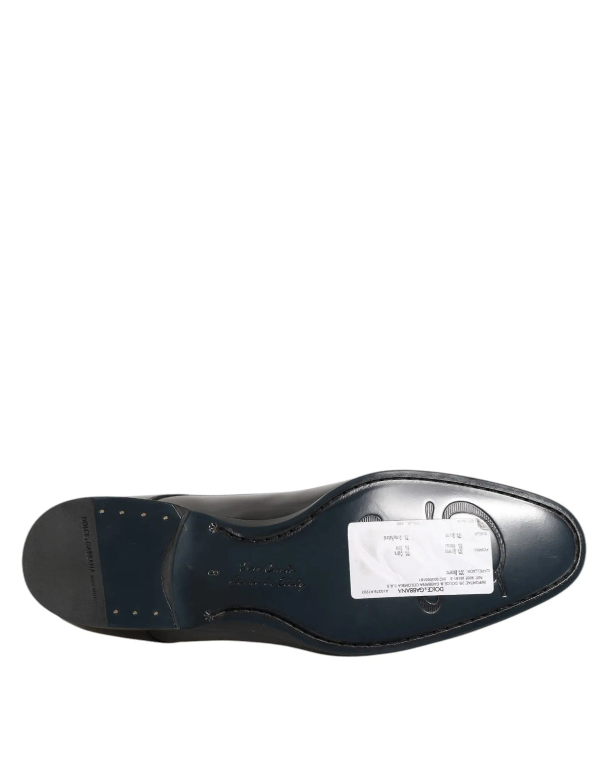 Dolce & gabbana derby homme en cuir de veau noir avec finition brillante et couture visible le long de la semelle