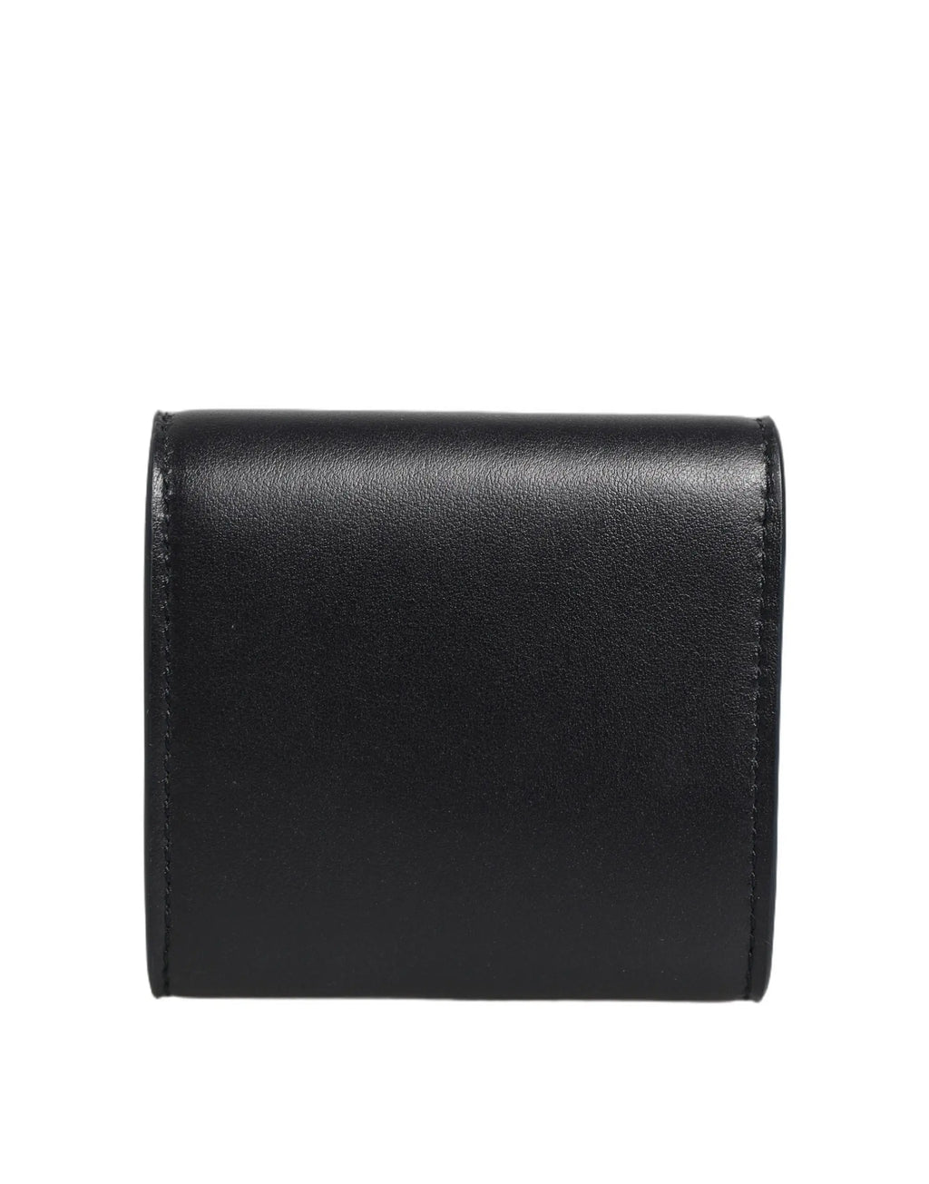 Portefeuille portefeuille noir en cuir de veau dolce & gabbana avec logo imprimé texture lisse et couture précise