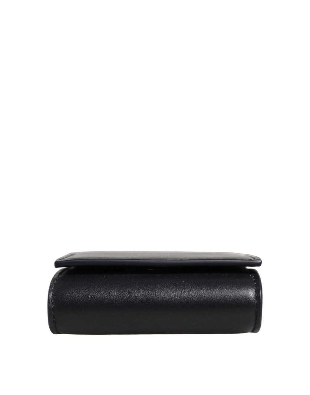 Porte-monnaie noir en cuir de veau calfskin dolce & gabbana avec logo imprimé et texture lisse minimaliste