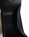 Portefeuille noir en cuir de veau dolce gabbana avec logo imprimé design minimaliste et coutures précises