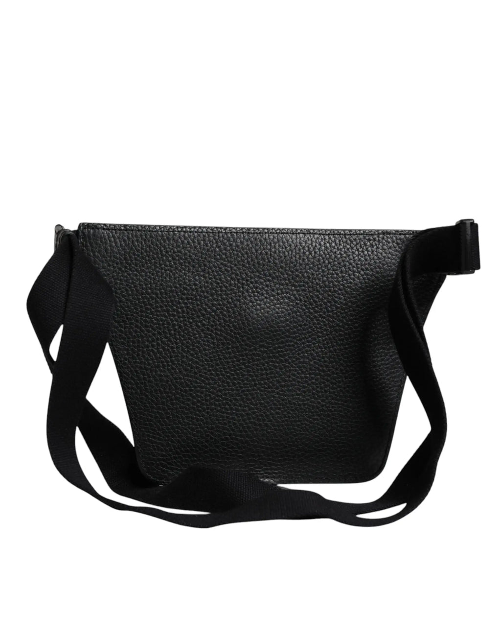 Dolce & gabbana sac ceinture homme en cuir de veau noir avec plaque logo et bandoulière ajustable en cuir grainé noir