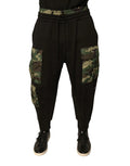 Pantalon cargo jogger en coton noir dolce & gabbana avec poches latérales et ceinture camouflage