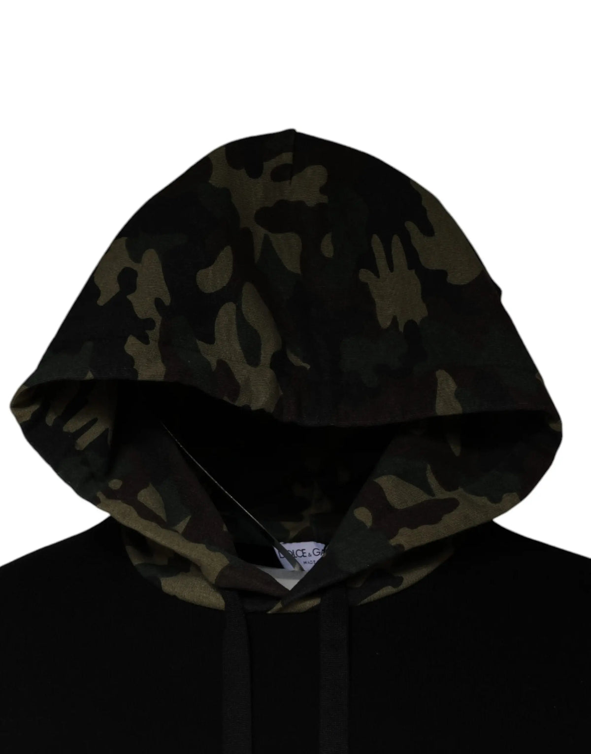 Sweatshirt dolce gabbana noir avec capuche camouflage vert foncé et marron pour un style décontracté