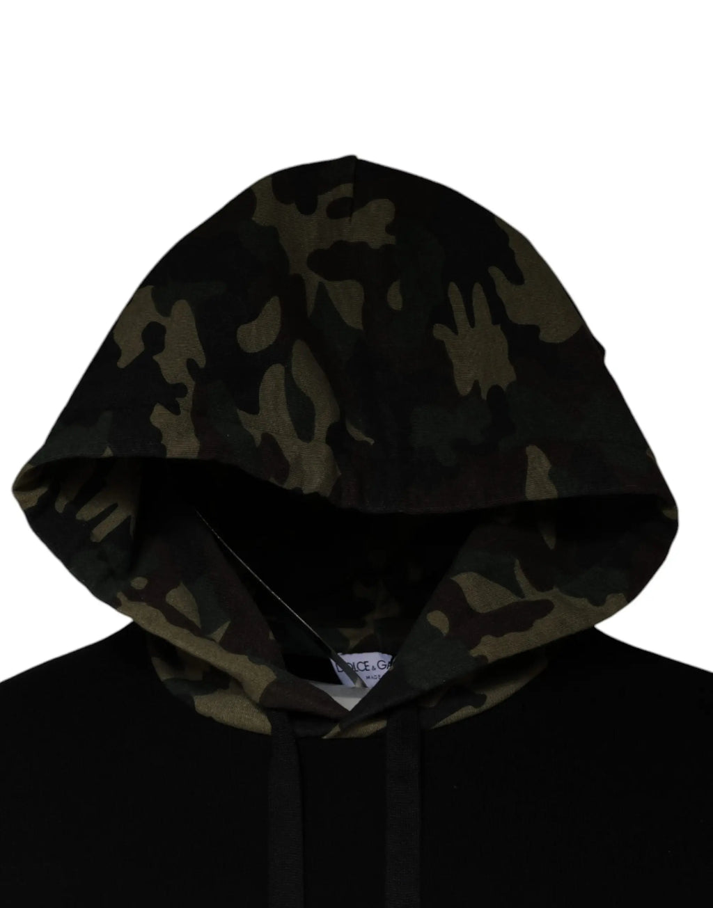 Sweat à capuche dolce & gabbana noir avec capuche camouflage vert foncé et marron en tissu confortable