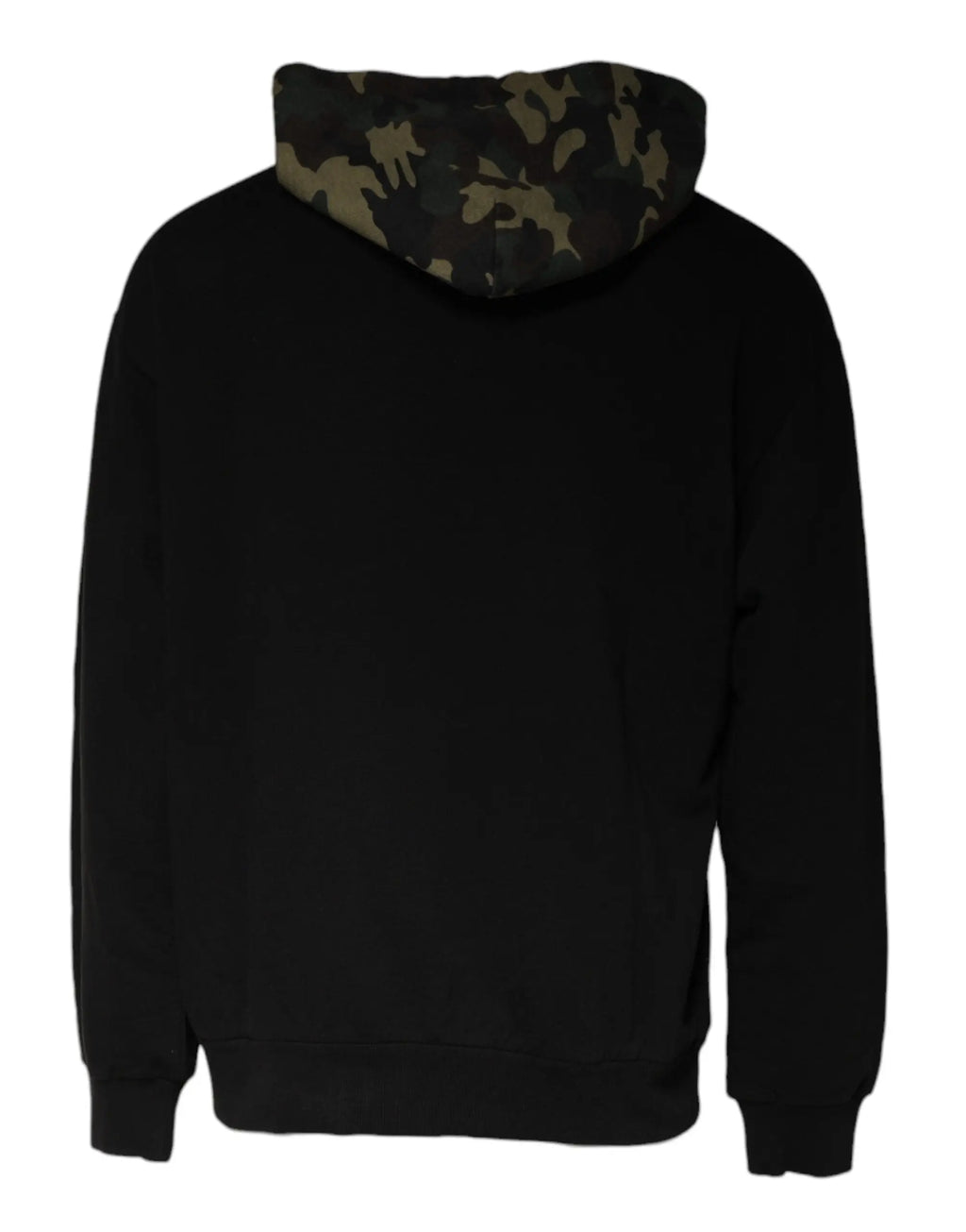 Dolce & gabbana sweat noir avec capuche camouflage en tissu doux pour un style décontracté