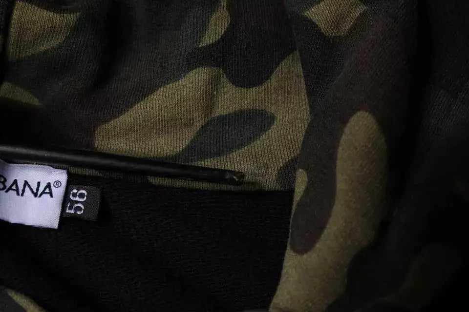 Sweat à capuche dolce & gabbana camouflage noir avec doublure intérieure noire et étiquette taille 56