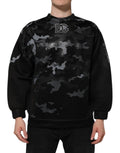 Dolce & gabbana black and gray camouflage pullover sweatshirt with white dg logo on the chest