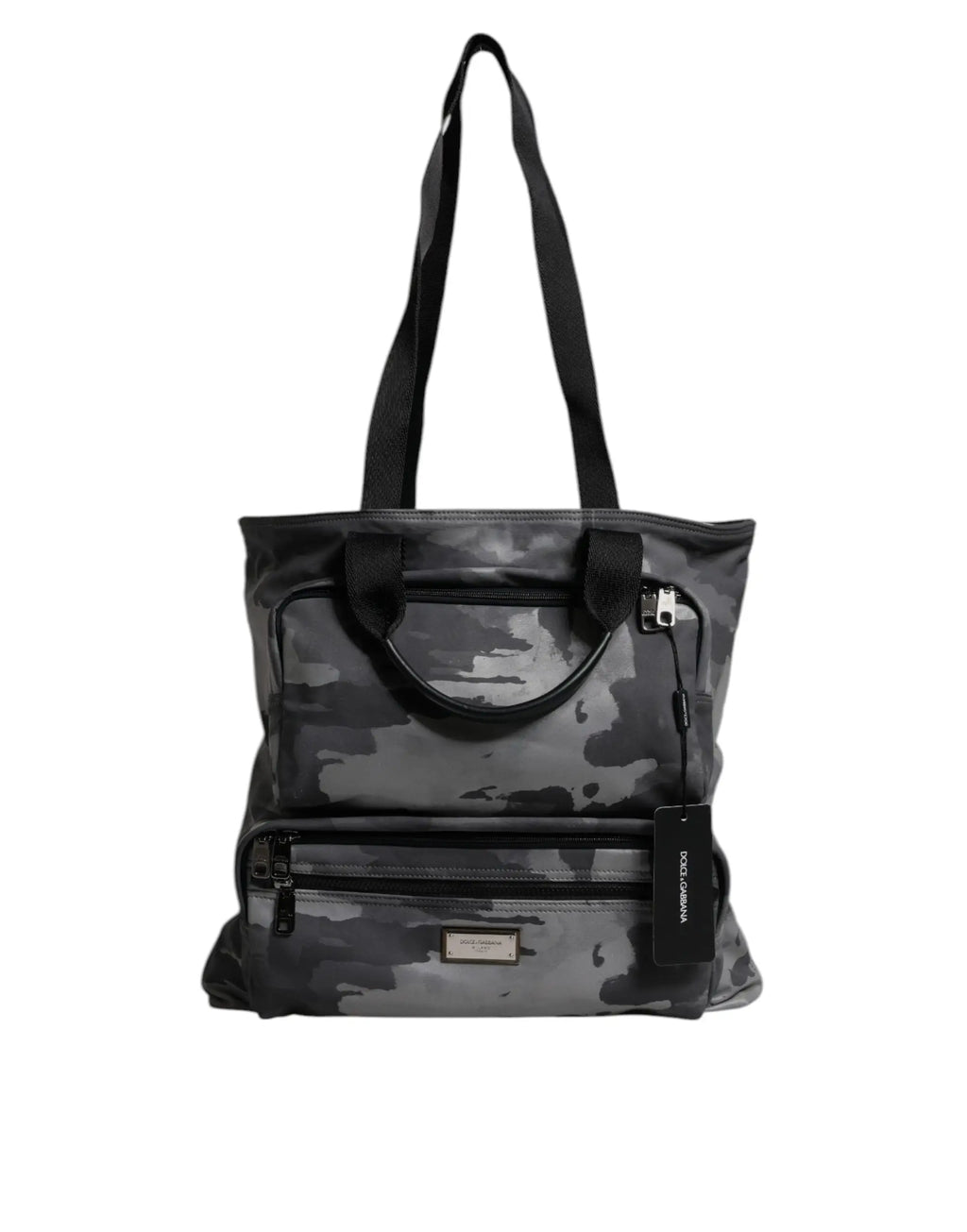 Dolce & Gabbana sac fourre-tout camouflage noir et gris avec poignées noires et fermeture éclair pour épaule