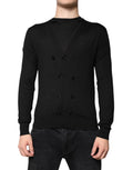 Dolce & Gabbana pull cardigan en cachemire noir à boutons assortis en maille double boutonnage