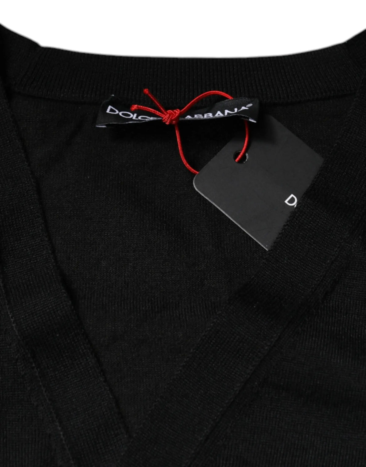 Cardigan dolce & gabbana noir en cachemire avec col en v et bord-côtes en maille