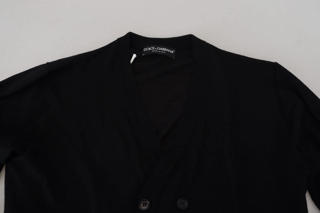 Cardigan dolce & gabbana noir en cachemire avec design double boutonnage et détails de boutons subtils