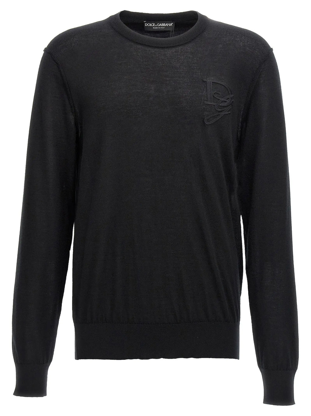 Dolce & gabbana cardigan noir en cachemire avec logo brodé subtil sur la poitrine