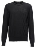 Dolce & gabbana cardigan noir en cachemire avec logo brodé subtil sur la poitrine