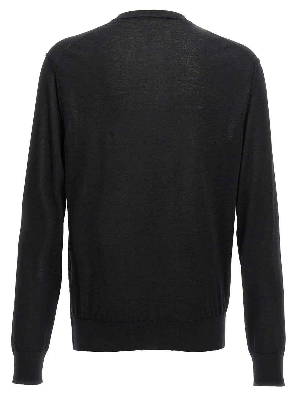 Cardigan noir en cachemire dolce & gabbana avec col rond côtelé et manches longues en maille fine